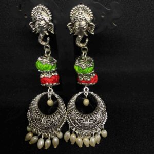 Cotton ball ganesha earrings